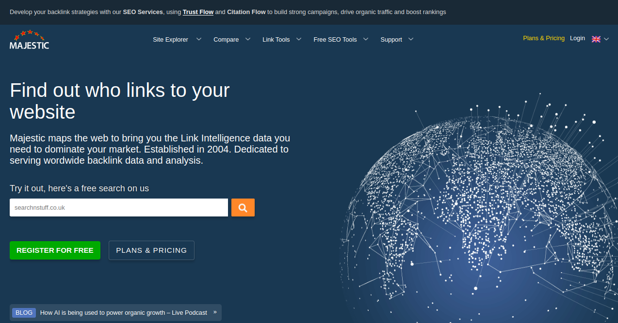  Majestic SEO Home Page