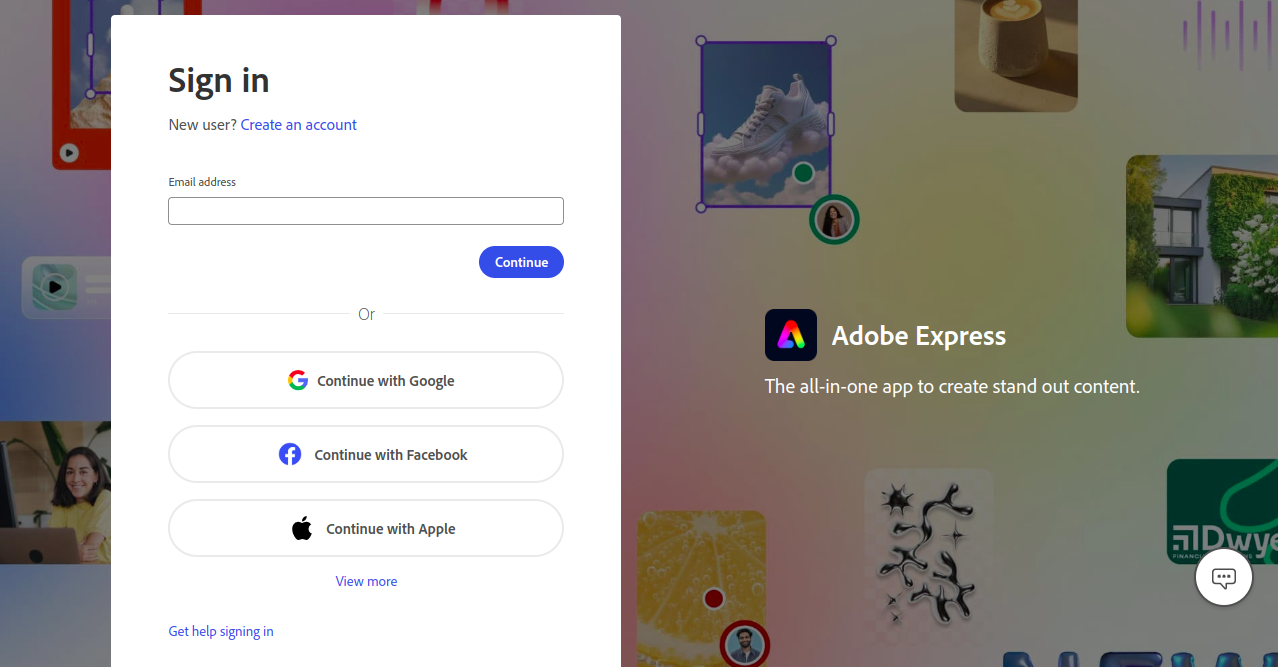 Adobe Spark Home Page